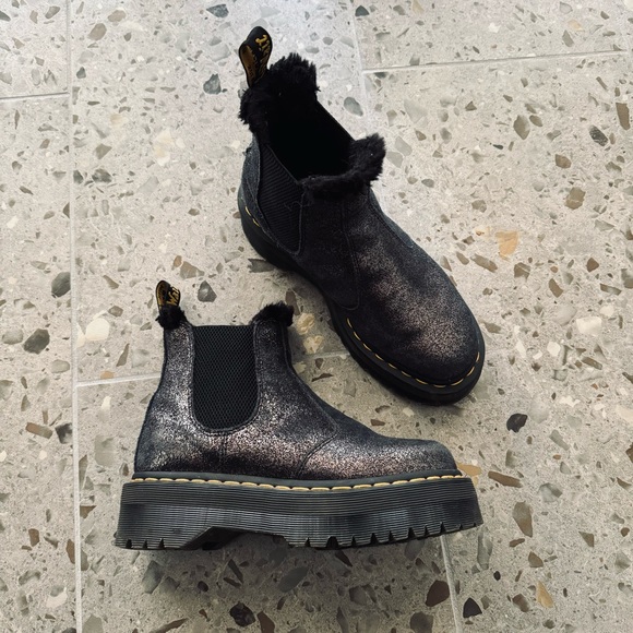 Dr. Martens Shoes - Dr. Martens glitter & fur chelsea boot